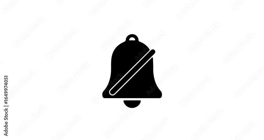 Poster object muted notification bell icon vector illustration for social media app alert reminder and sile