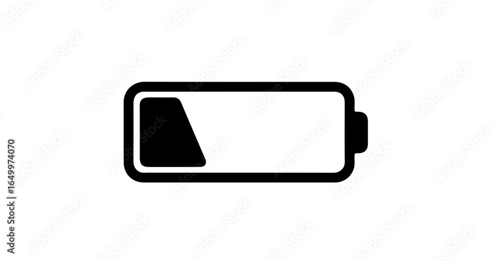 Poster object battery low icon vector illustration showing energy level indicator for mobile device and pow