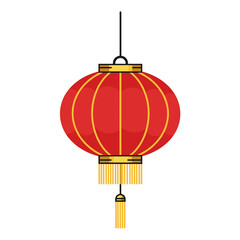 Obraz premium Red Lantern with Tassels. Traditional Chinese, festive red, National Day China, Mid-Autumn Festival, good luck. For cultural design, holiday decor