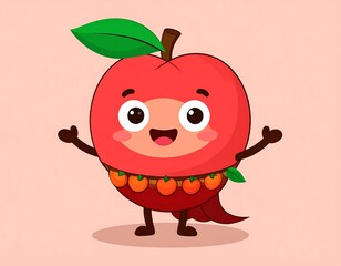 Cute apple character with a happy expression