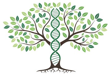 The intertwined growth of life and genetics represented by a dna tree