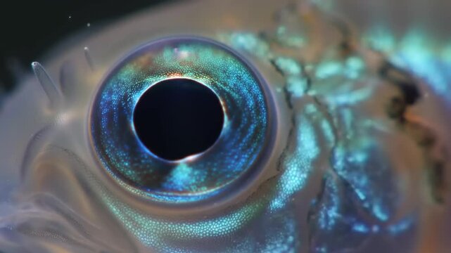 Close-up of a fish's eye, vibrant colors