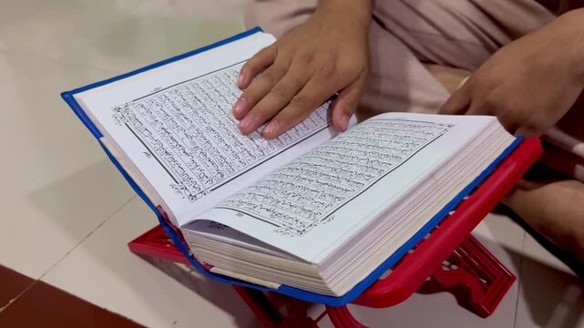 Deep Focus on the Decorated Pages of the Holy Book