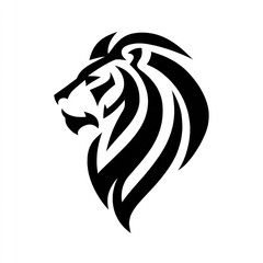 Obraz premium Elegant black silhouette of a lion's head facing left with stylized mane details