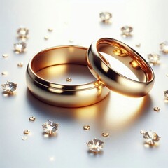 Gold wedding rings isolated on a pure
