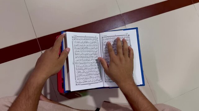 Sitting and Reading the Quran on a Rihal