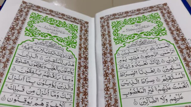Beautifully Decorated Holy Quran Open for Recitation