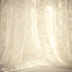Generative AI, lace curtain shadow, softly diffused floral patterns