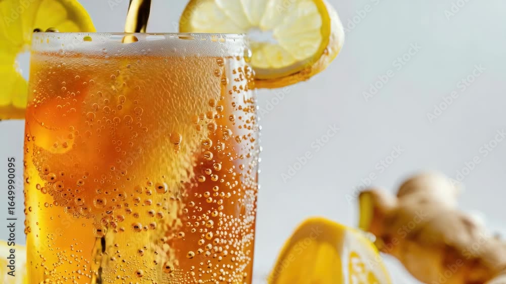Aufkleber a refreshing iced tea topped with fizz and a slice of lemon.
