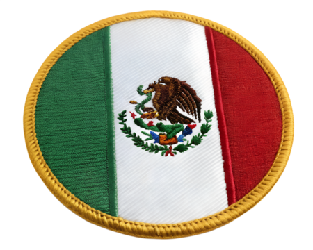 Embroidered badge round Mexico flag
