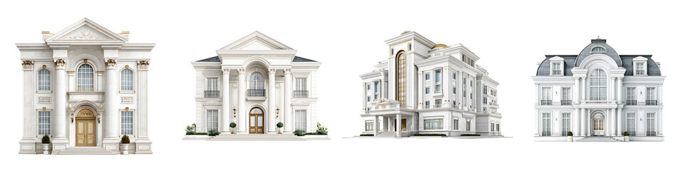 Obraz premium Luxury Mansion Collection: Opulent Real Estate Architecture on White Background
