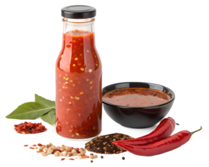 Chili Pepper Hot Sauce on transparent background
