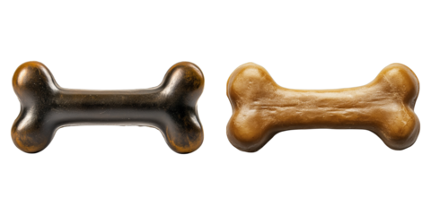 Two dog bones, one brown and one black