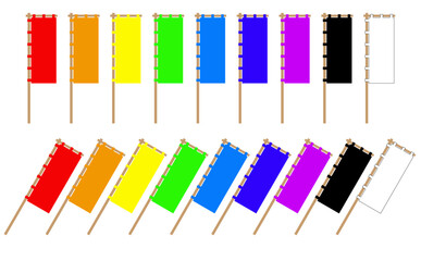 カラフルなのぼりのイラストセット