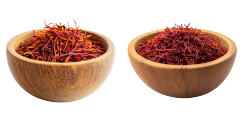 Two bowls of red spices, one is full and the other is half full