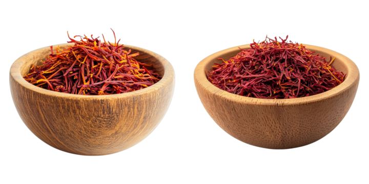 Two bowls of red spices, one is full and the other is half full