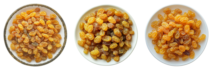 Three bowls of fruit sit on a white table
