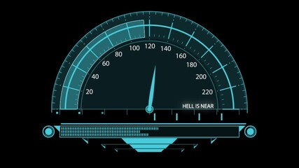 A digital speedometer with a blue needle displays 109 against a black background - Powered by Adobe