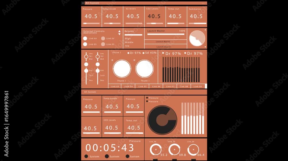 Poster a digital audio workstation interface with an orange color scheme. the interface includes a timer, s