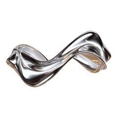 Abstract metallic sculpture with flowing curves and smooth surface. isolated on transparent background cutout