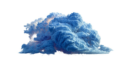 Blue fluffy cloud formation with soft light and texture details. isolated on transparent background cutout