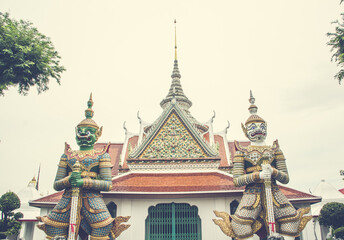 Wat Arun temple, one of landmark Chao Phraya river in Bangkok Thailand 
