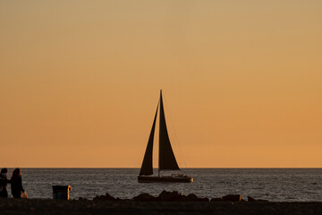 Sailing on the sunset light of Los Angeles, California