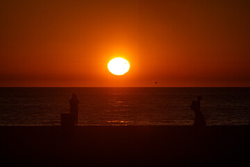 The sun getting low in Los Angeles, California.