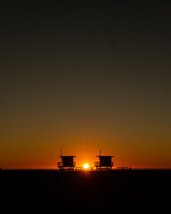 The lifeguard on the beautiful sunset of Los Angeles