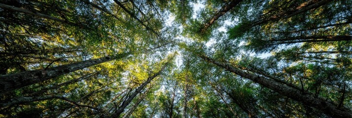 Lush forest canopy, looking upwards