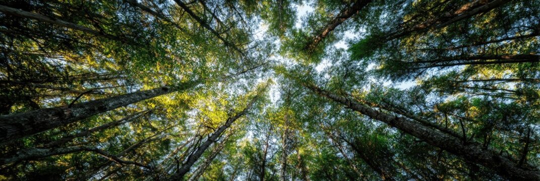 Lush forest canopy, looking upwards - Powered by Adobe