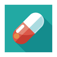 Pill and Capsule Icon in Medicine Flat Design