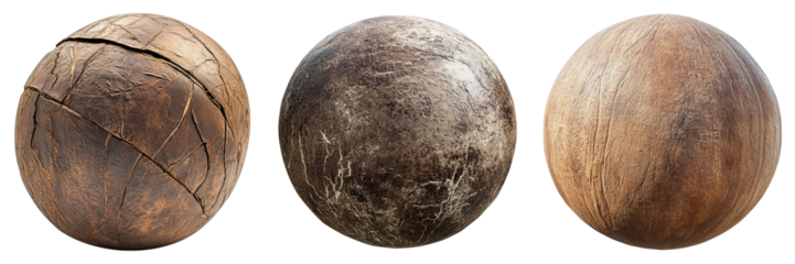 Three balls of different sizes and textures