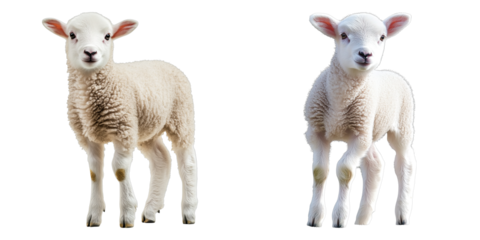 Two baby lambs standing next to each other
