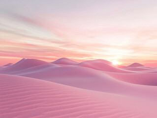 Serene Pink Dunes Under Soft Sunrise Sky with Gentle Hues