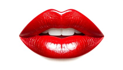 Close-up of glossy red lips.