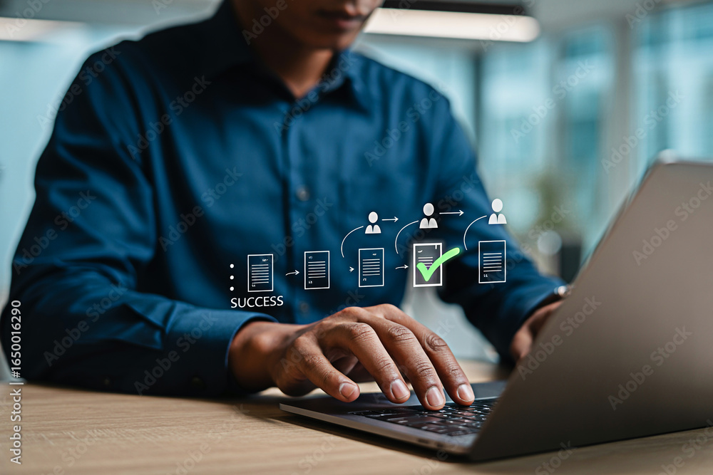 Aufkleber business process automation workflow management software for success on laptop computer online syste