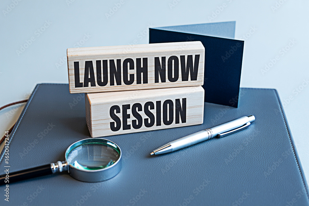 Poster launch now session concept business strategy planning meeting startup idea brainstorming and analysi