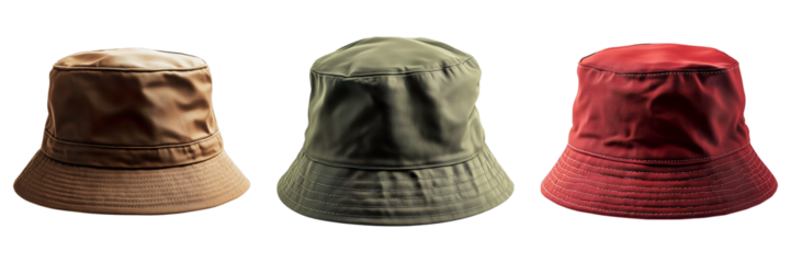 Three hats are shown in a row, with the middle one being green