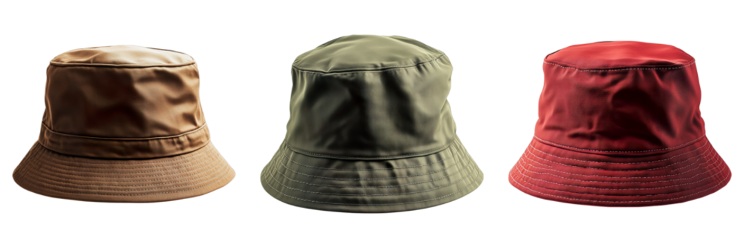 Three hats are shown in a row, with the middle one being green