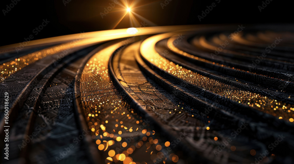 Poster Mesmerizing abstract image featuring intricate, wavy patterns illuminated by warm, golden light. texture appears rich and detailed, creating sense of depth and movement
