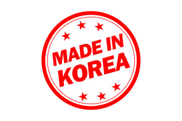 MADE IN KOREA - MADE IN KOREA text written on Red Rubber Stamp 
