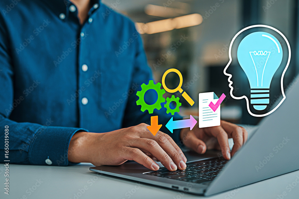 Poster business process automation idea generation and workflow optimization with modern technology and inn