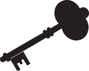 Vintage Skeleton Key Silhouette Vector Illustration