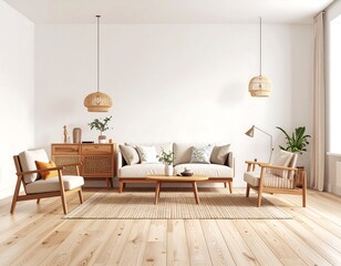 A Bright and Airy Living Room with Natural Light and Modern Scandinavian Design