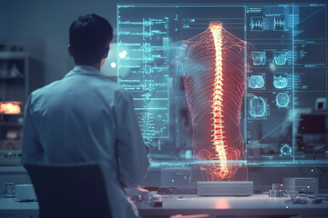 Futuristic Medical Visualization of Human Spine with Doctor Analysis