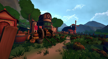 谷底の村　さんぽ道の谷のぼうけん © タラコおにぎり