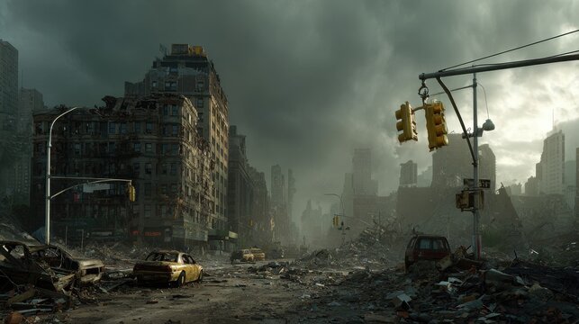 Post Apocalyptic City Street Scene