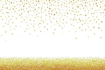 Gold glitter confetti on white background with a gold glitter gradient border