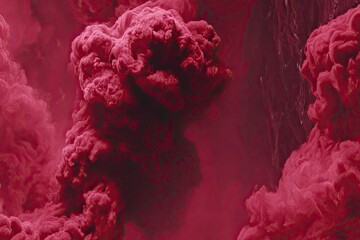 Fototapeta premium Deep crimson smoke clouds fill the frame
